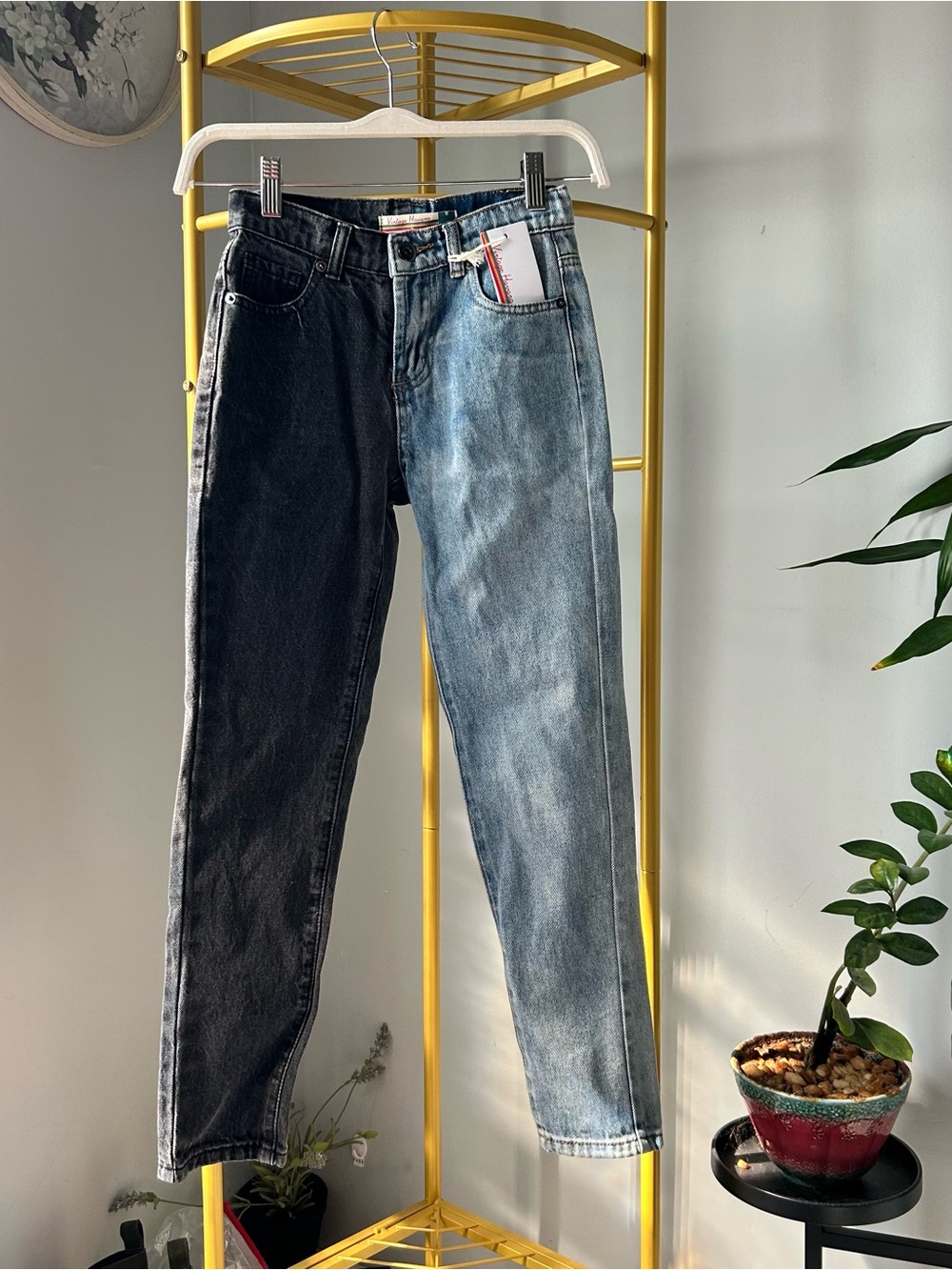 Vintage Havana 80s half n half Two-Tone boyfriend jeans with adjustable waist 8